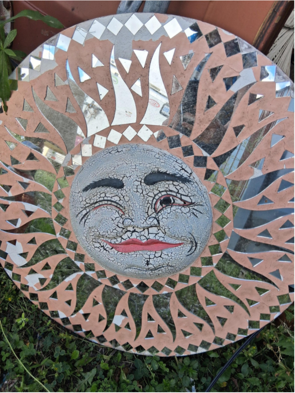 Mirrored Round garden ornament mexican style